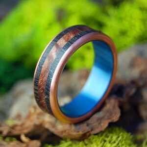 Mens Ring, Womens Ring, wooden wedding ring, Bog Oak, redwood burl wood, wedding ring- Scottish Bog Oak & Redwood