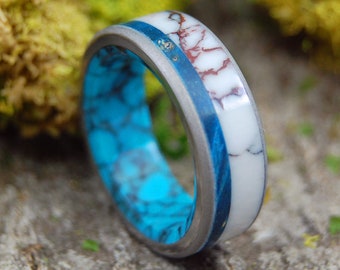 Wooden Wedding Rings, titanium ring, titanium wedding rings, Eco-friendly rings, mens ring, womens rings, wood rings - WILD BLUE HEART