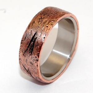Titanium wedding ring, wedding ring, titaniun rings, mens ring, womens rings, eco-friendly HAND BEATEN COPPER image 5