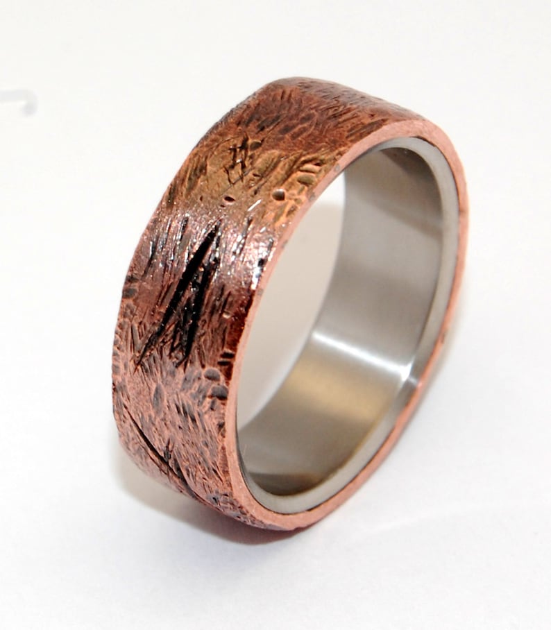 Titanium wedding ring, wedding ring, titaniun rings, mens ring, womens rings, eco-friendly HAND BEATEN COPPER image 5