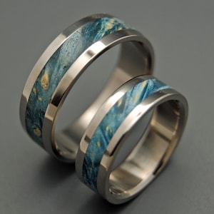 wedding rings, titanium rings, wood rings, mens rings, womens ring, Titanium Wedding Bands, Eco-Friendly Rings STARRY STARRY NIGHT image 1