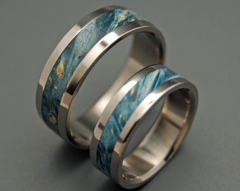 wedding rings, titanium rings, wood rings, mens rings, womens ring, Titanium Wedding Bands, Eco-Friendly Rings - STARRY STARRY NIGHT