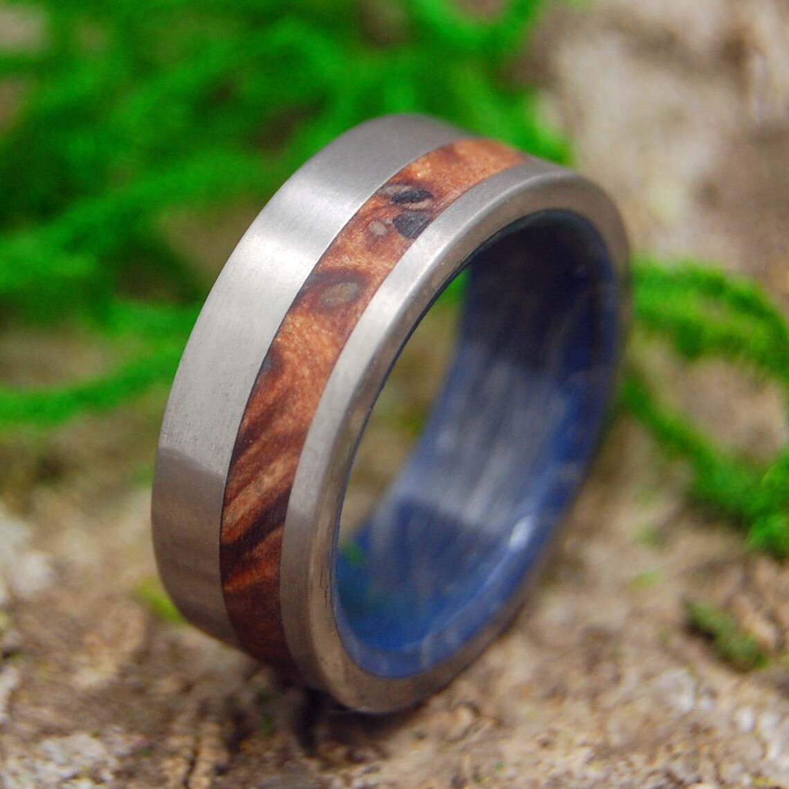 Titanium Ring Wedding Ring Wood Ring Wooden Wedding Ring Etsy