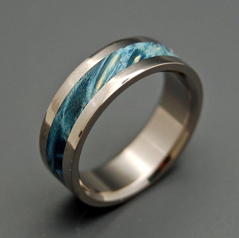 Wooden Wedding Rings, Titanium Wedding Band, wedding rings, titanium rings, men's rings, women's rings, wood ring STARRY STARRY NIGHT image 3