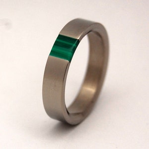 malachite wedding ring, wedding band, malachite stone, titanium wedding ring, men's ring, women's ring GREEN NECTAR image 2