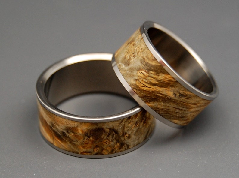 wedding ring, titanium rings, wood rings titanium wedding ring, mens ring, womens ring FAN THE FLAME image 3