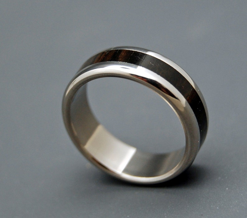 Titanium wedding ring, wedding band, wooden ring, men's ring, woman's ring, ebony wood, titanium ring MOLUCCAS MACASSAR image 3