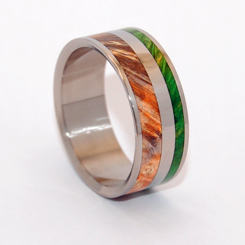 Titanium wedding ring wedding band wooden ring men's Etsy