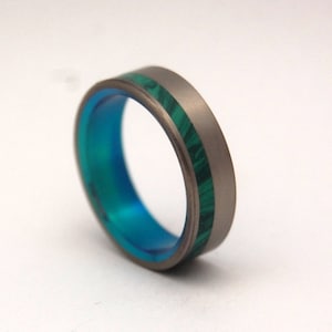 Titanium Wedding Ring, Titanium ring, mens ring, womens ring, stone ring, eco-friendly ring, handmade ring, blue-green ring - EVOLVE
