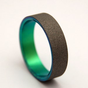 Titanium wedding ring, green ring, sandblasted, men's ring, women's ring, titanium ring, wedding band, unique wedding ring, irish MIDORI image 5