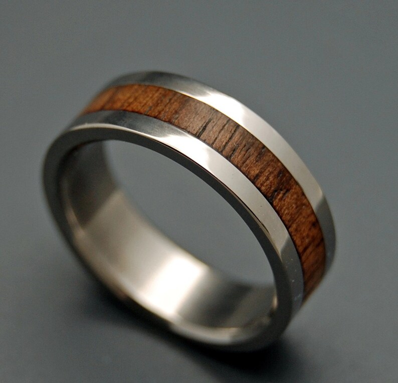 Wooden Wedding Rings, wood rings, titanium wedding rings, titanium rings, koa wood, engagement ring, commitment ring NALU image 2