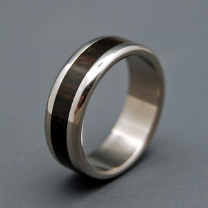 Titanium wedding ring, wedding band, wooden ring, men's ring, woman's ring, ebony wood, titanium ring MOLUCCAS MACASSAR image 2