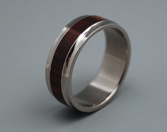 Wooden Wedding Rings, Titanium Wedding Band, wedding rings, titanium rings, men's rings, women's rings, wood rings - RED VELVET