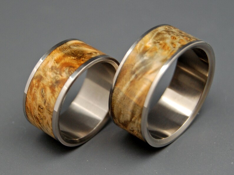 wedding ring, titanium rings, wood rings titanium wedding ring, mens ring, womens ring FAN THE FLAME image 1