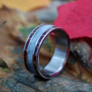 TRUST ME Gray Resin & Red Jasper Titanium Wedding Ring image 3