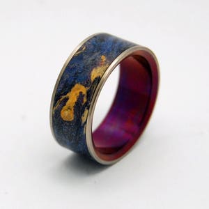 Titanium Wedding Ring, Titanium ring, Something Blue, Mens Ring, Womens Ring, wood rings, engagement ring -THE MOMENT of TRUTH
