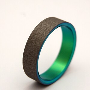 Titanium wedding ring, green ring, sandblasted, men's ring, women's ring, titanium ring, wedding band, unique wedding ring, irish MIDORI image 3