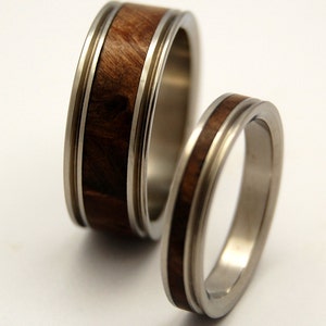 Wooden Wedding Rings, titanium ring, titanium wedding rings, Eco-friendly rings, mens ring, womens rings, wood rings MIRACLES HAPPEN image 1