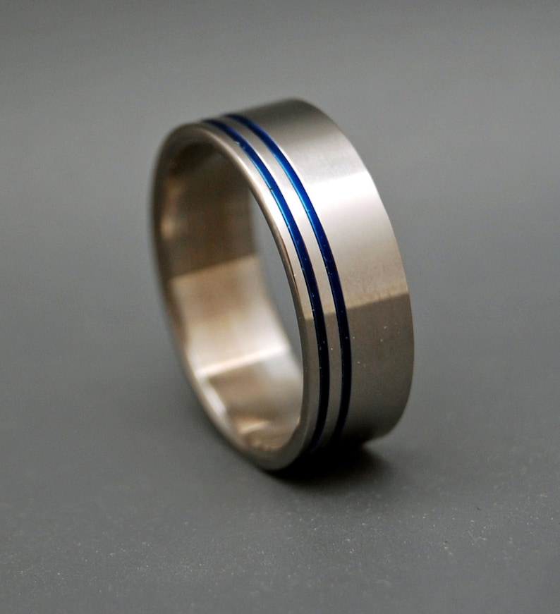 Titanium Wedding Bands, Titanium wedding rings, Blue ring, titanium ring, mens ring, womens ring, matching wedding set ROYAL ORACLE image 5