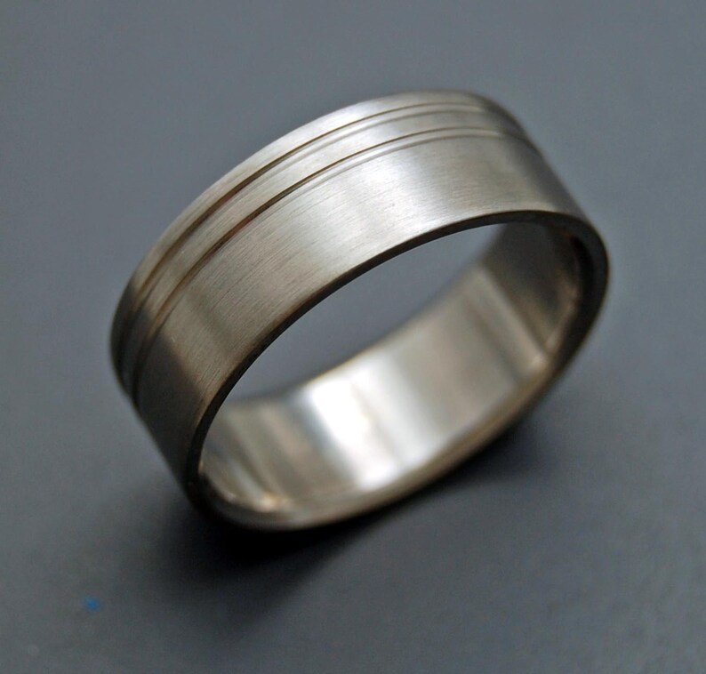 Titanium Wedding Ring, men's ring, woman's ring, wedding band, commitment ring, satin finish, matte DUET image 2