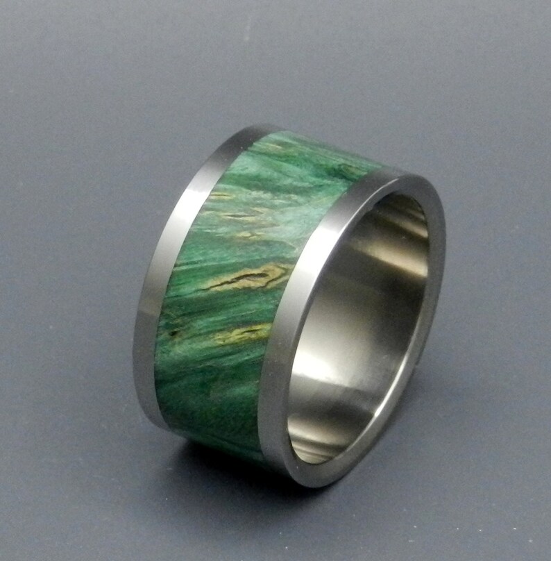 wedding rings, titanium rings, wood rings, mens rings, womens ring, Titanium Wedding Bands, Eco-Friendly Rings AURORA BOREALIS image 3