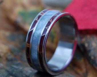 TRUST ME | Gray Resin & Red Jasper Titanium Wedding Ring