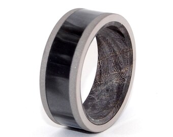 Titanium Resin Wedding Band, titanium wedding ring, titanium jewelry, mens ring, womens ring, anniversary ring  - MIDNIGHT IS OURS