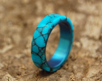 wedding rings, titanium rings, wood rings, womens ring, Titanium Wedding Bands, Eco-Friendly Rings - all i want is YOU AND TURQUOISE