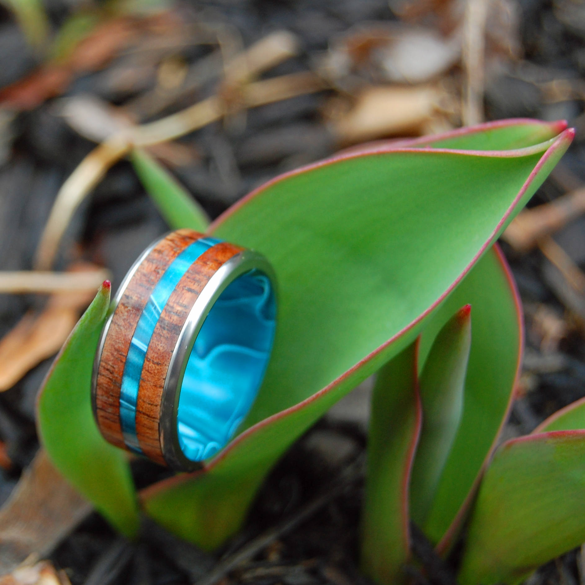 Unique Ring Koa Ring Titanium Wedding Rings Wooden Wedding Etsy