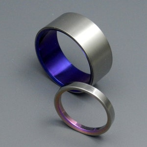 Titanium Wedding Bands, Unique Titanium Wedding Bands, Eco-Friendly Rings, Mens Rings, Womens Rings, Anodized Rings - BONNIE & CLYDE