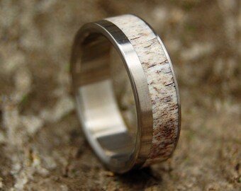 Titanium Wedding Ring, antler ring, wedding ring, moose antler, men's ring, women's ring, maple ring, wedding band - FOUND MOOSE ANTLER