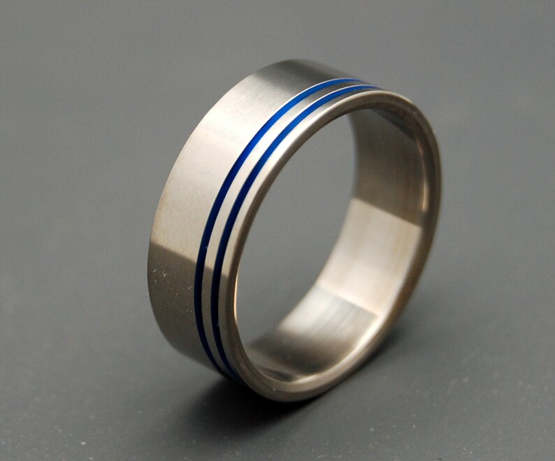 Titanium Wedding Bands, Titanium wedding rings, Blue ring, titanium ring, mens ring, womens ring, matching wedding set ROYAL ORACLE image 1
