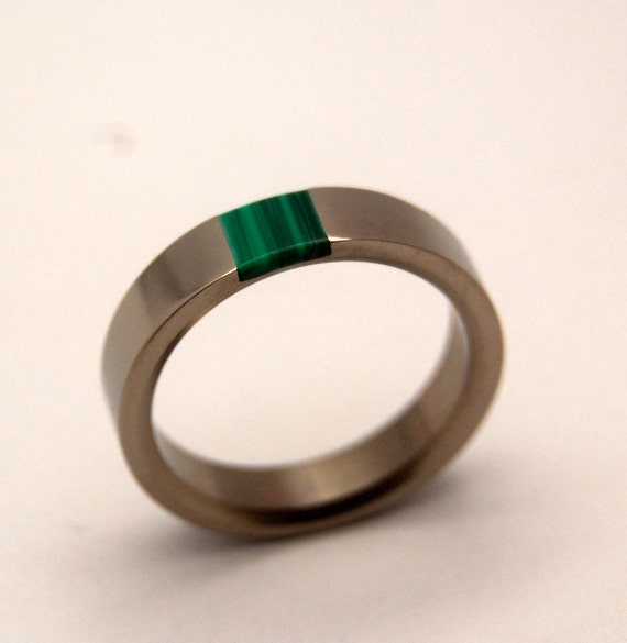 Malachite Wedding Ring Wedding Band Malachite Stone Titanium