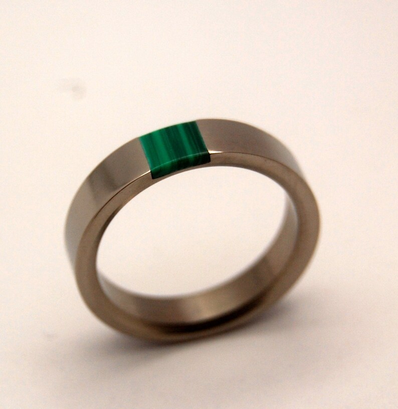 malachite wedding ring, wedding band, malachite stone, titanium wedding ring, men's ring, women's ring GREEN NECTAR image 4