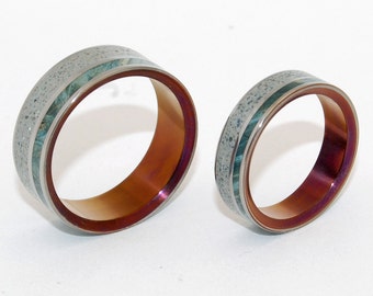 wedding rings, titanium rings, wood rings, mens rings, Titanium Wedding Bands, Eco-Friendly Wedding Rings, concrete Rings - RED EARTH