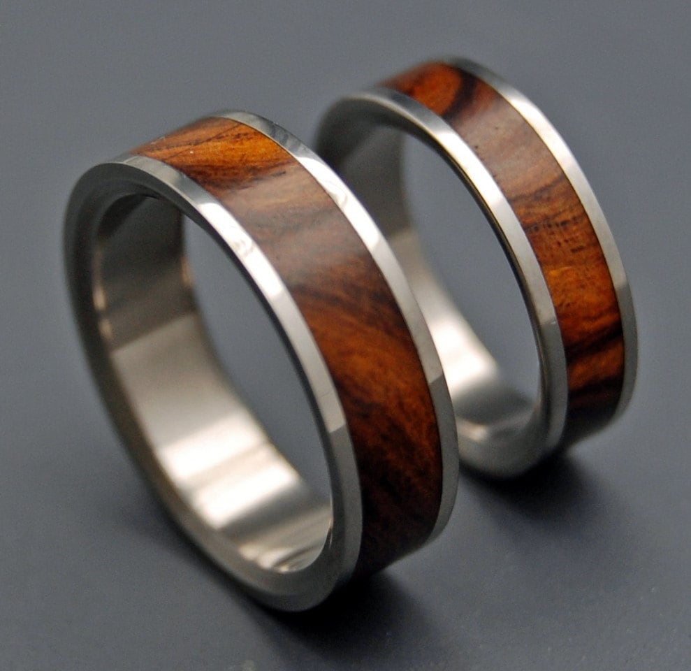 Wooden Wedding Rings Titanium Wedding Band wedding rings Etsy