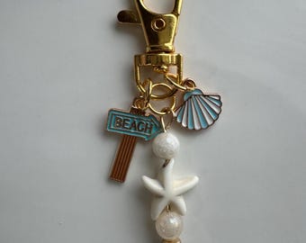 Beach Themed Bag Charm, Keychain