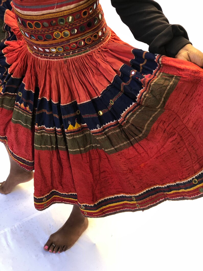 FUNky Vintage Rajastani Indian Mirrored and Beaded Bellydance Skirt