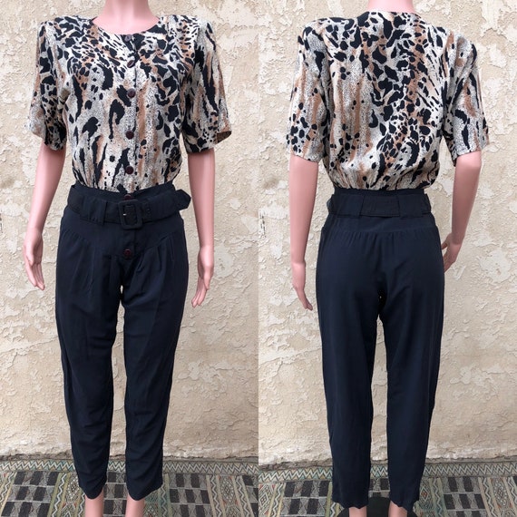 Vintage Cheetah Jumpsuit / Vintage 80s Jumpsuit /