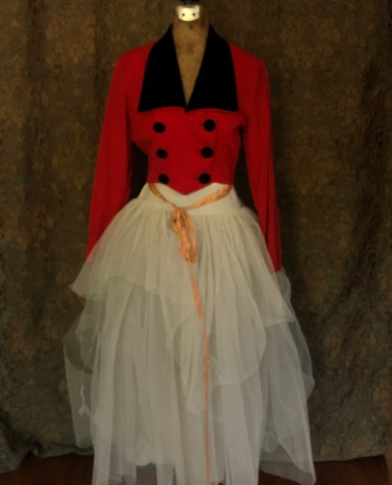 Vintage Handmade Waistcoat / Steampunk / Red & Bla