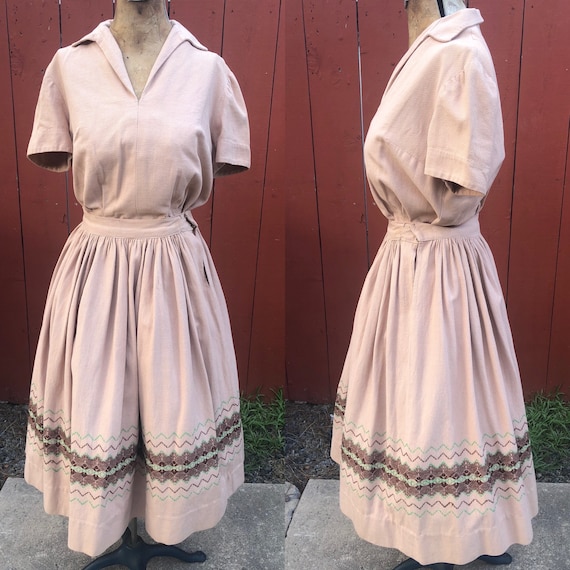 Vintage Patio Outfit / Skirt Set / Dress / Mexican