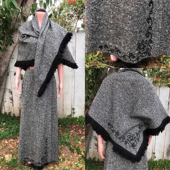 Vintage EMCAR Wool Skirt & Shawl / Maxi Skirts /Wo