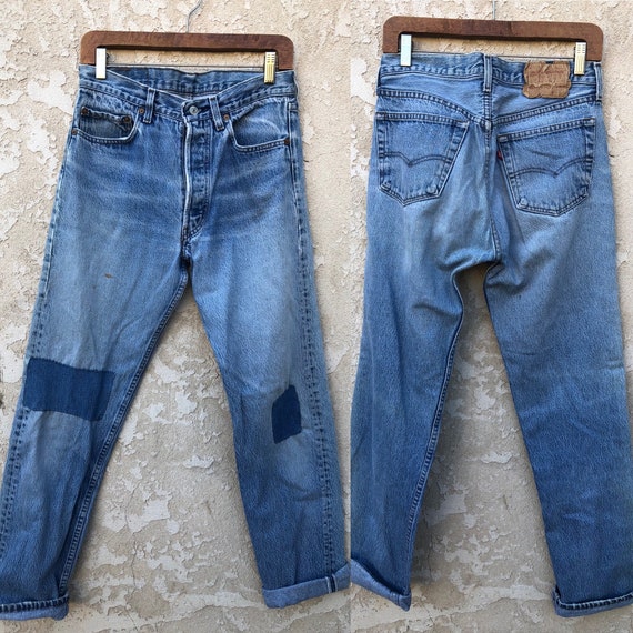 Vintage 80's Levi’s 501 Jeans / Medium Wash / Patc