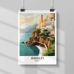 Amalfi Coast Italy Travel Poster: Vintage Riviera Coastal Art