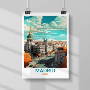 Vintage Madrid Travel Poster: Colorful Spain City Art Print
