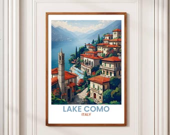 Vintage Lake Como Travel Poster: Italian Lakeside Art (Digital Download)