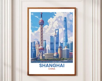 Shanghai Cityscape Print: Minimalist China Skyline Art (Digital Download JPG File)