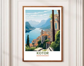 Kotor Montenegro Vintage Travel Poster: Adriatic Coast Art (Digital Download)