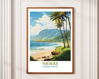 Hawaii Travel Art Print: Scenic Destination, Home & Office Decor (JPG Digital Download