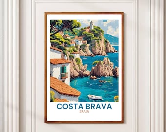 Costa Brava Coastal Print: Spain Seaside Travel Poster (Digital Download